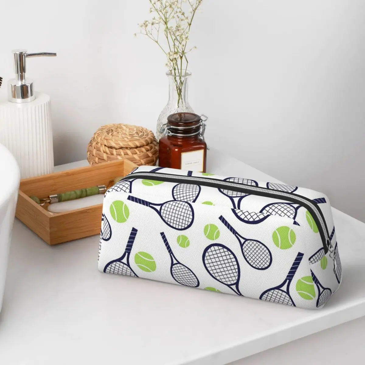 Tennis Racket And Ball Pencil Cases for Student School Pen Box Pencil Bag Pencil Pouch Pen Holder