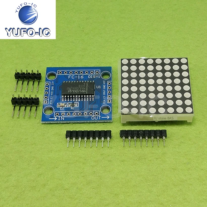 Бесплатная доставка, 1 шт., 8x8 светодиодов, решетка MAX7219, модуль дисплея, набор «сделай сам», однокристальный микрокомпьютер управления