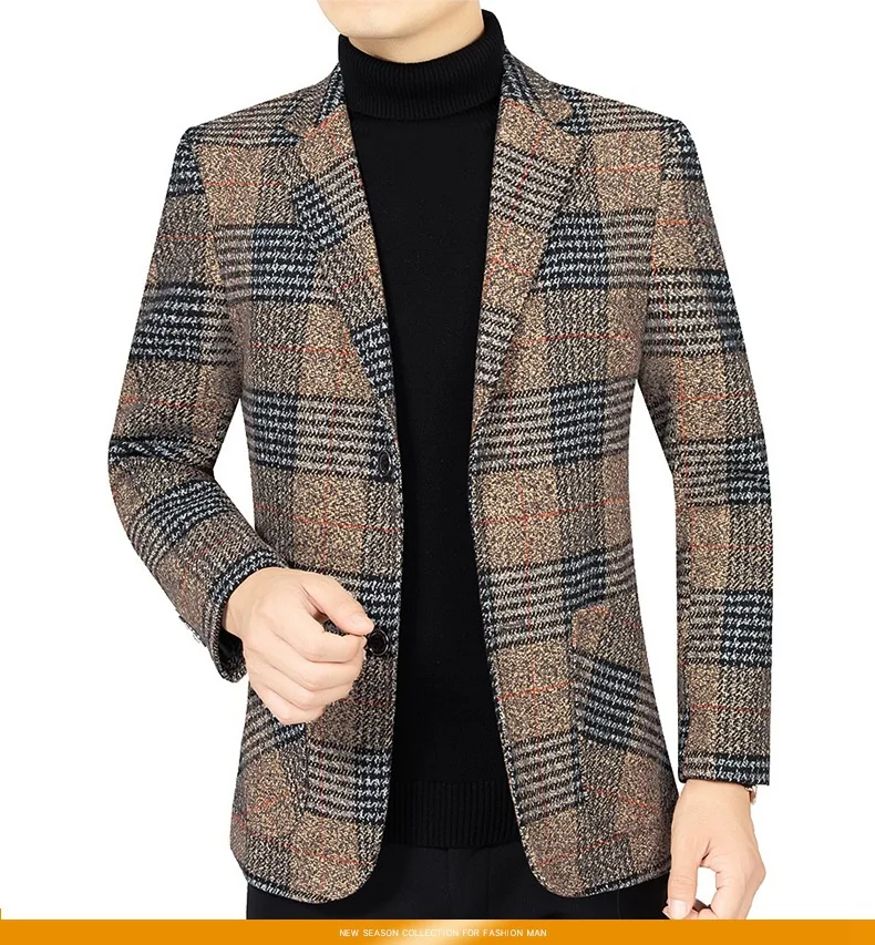 

Men Casual Woolen Blazers Jackets Business Suits Coats Wool Blends Male Autumn Slim Fit Blazers Suits Coats Mens Clothing