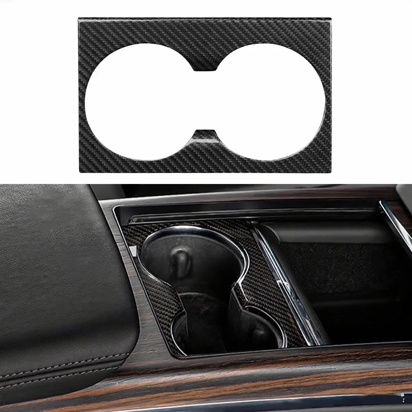 

For Tesla Model S Model X Carbon Center Console Front Cup Frame Frame Cover Decoration Car Interior Accessories