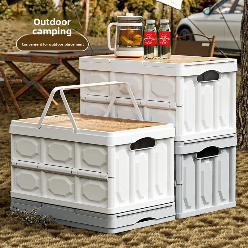 18—53L Foldable Camping Storage Box with Handle Lid Portable Outdoor Picnic Organizer Large Capacity Multi-Functional Car Trunk