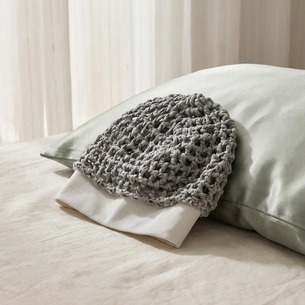 Anti-frizz Sleep Bonnet for Women Breathable Mesh Wig Cap Women Mesh Crochet Hairnet with Wide Elastic Band for Sleeping