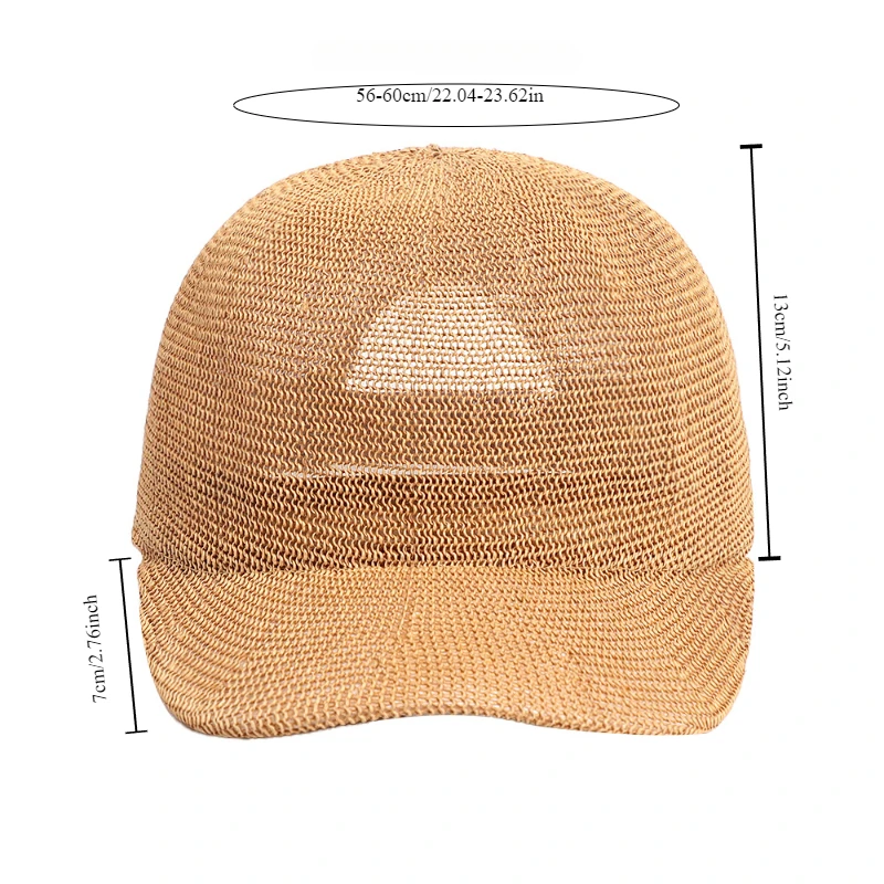 Cappello di paglia traspirante per le donne, cappello a becco d'anatra con protezione solare estiva, berretto da baseball sottile, casual e alla moda