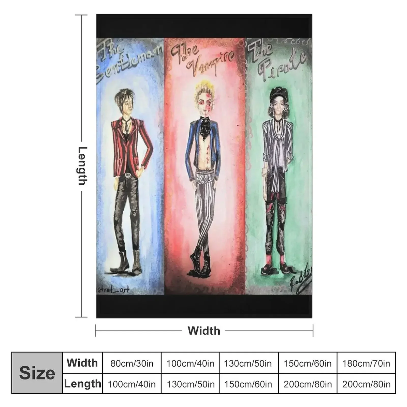 The Pirate, The Vampire and The Gentleman Throw Blanket Multi-Purpose Bed covers christmas gifts Blankets