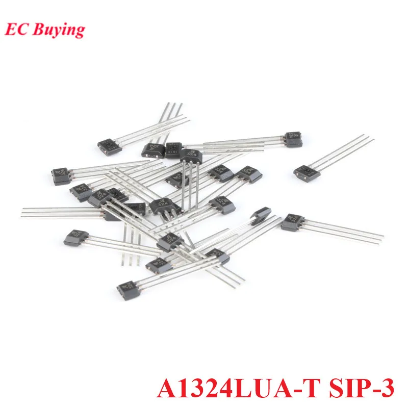 5pcs/1pc A1324LUA-T A1324LUA A1324 324 SIP-3 Hall Effect Sensor Low Noise Linear with Analog Output High precision Linearity IC