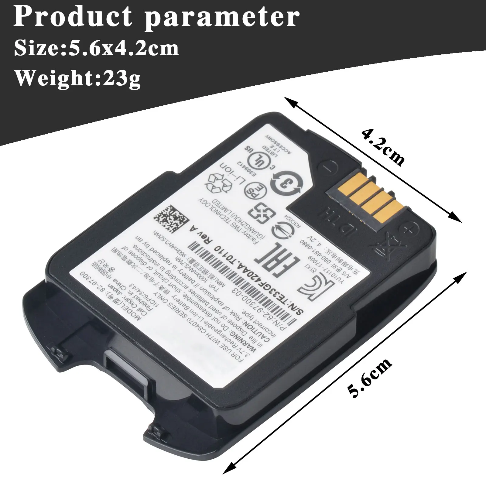 CS4070 2D Barcode Scanner Battery 1000mAh, CS4070‑SR/HC Li-ion Batter for Zebra 82‑97300‑01/02 Wireless Pocket Barcode Scanner