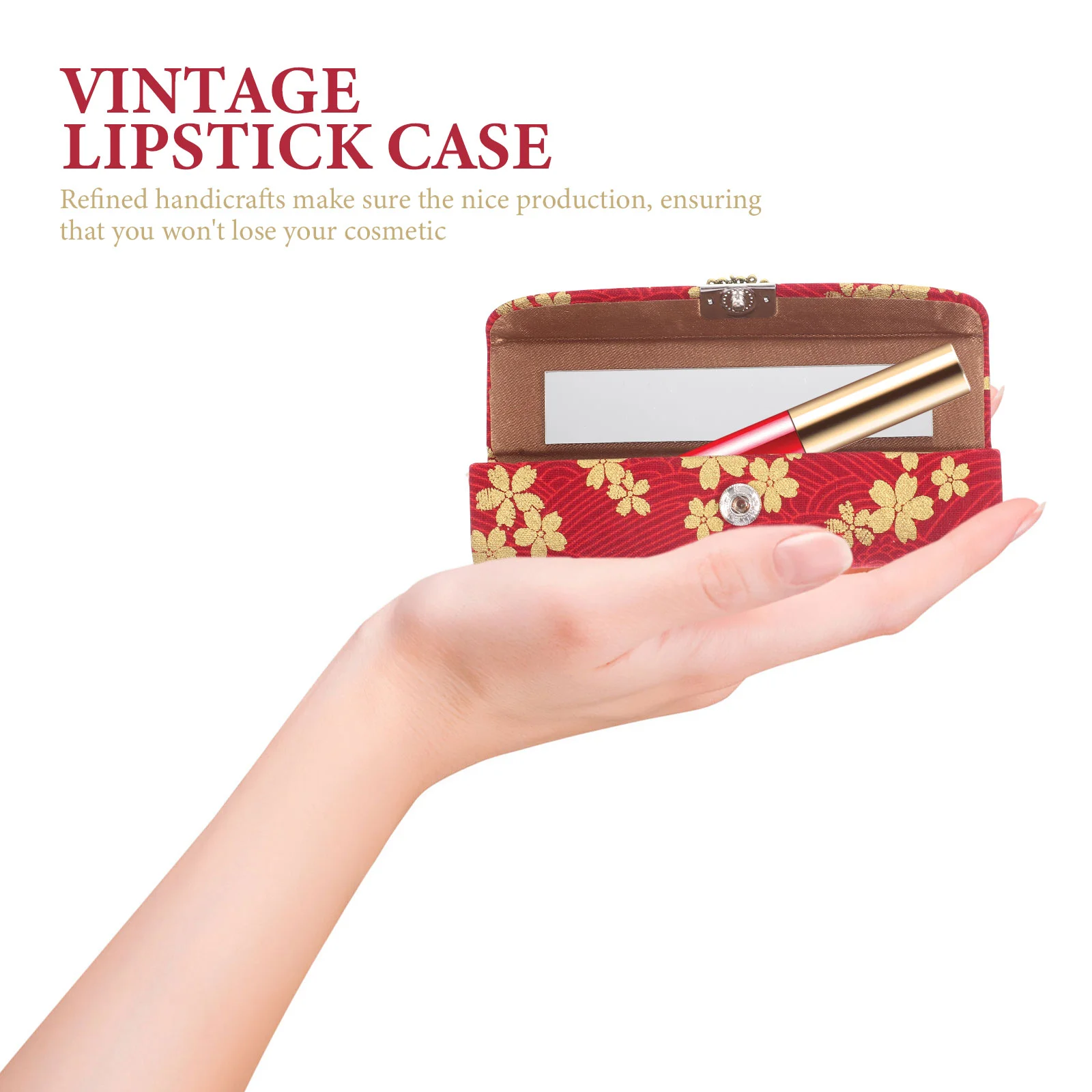 Lipstick Storage Box Floral Cover Balm Case For Purse Container Holder With Mirror Woman