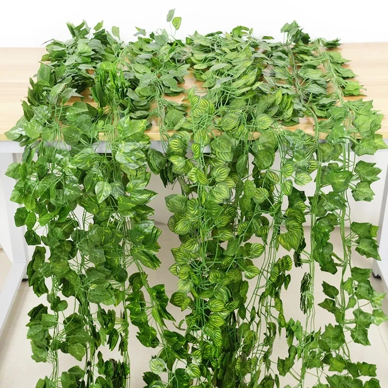 

12 Pcs/lot Plant Green Ivy Leaf Garland Fake Plant Creeper Hanging Vine DIY for Wedding Party Home Garden Wall Decoration