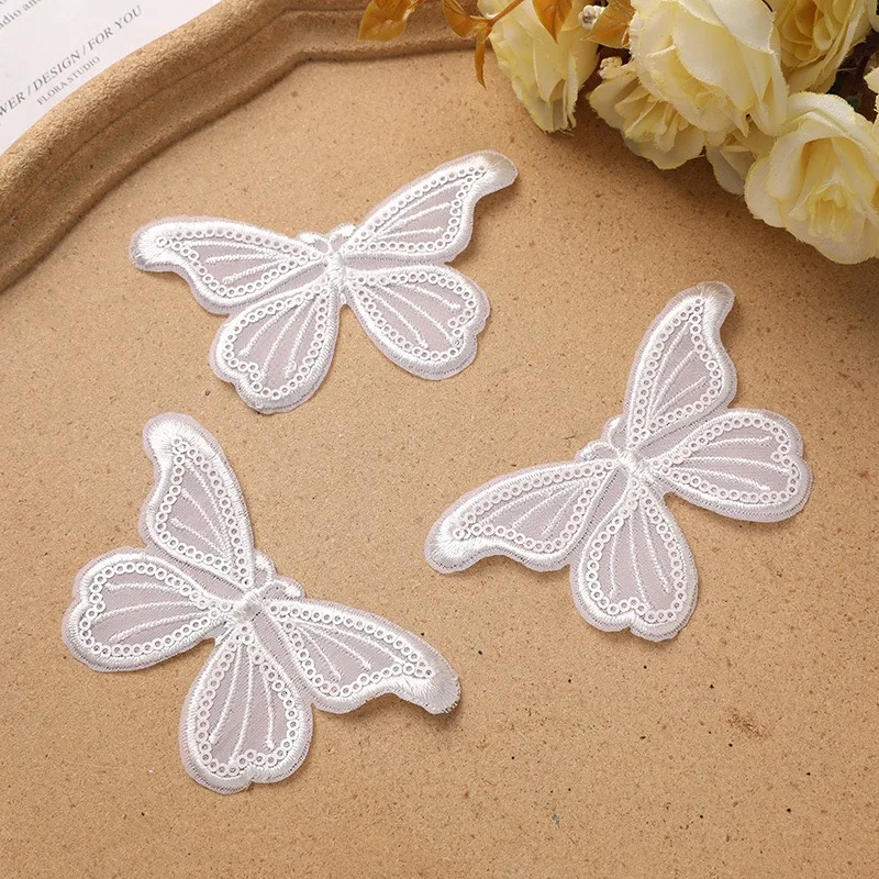White Fabric Lace Butterfly Embellishments For Wedding Party Home Decoration 20pcs DIY Hat Flower Wall Patch Accessories