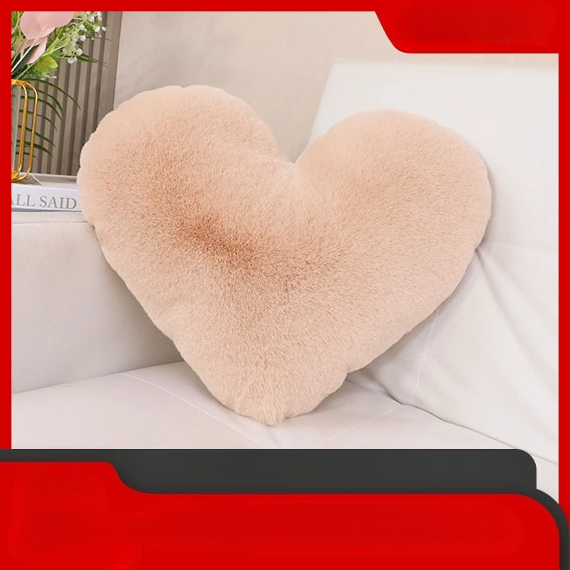 Heart-shaped Rabbit Fur Pillow for Cross-border E-commerce, Home Sofa Lumbar Cushion, Car Pillow, Couples Wedding Pillow