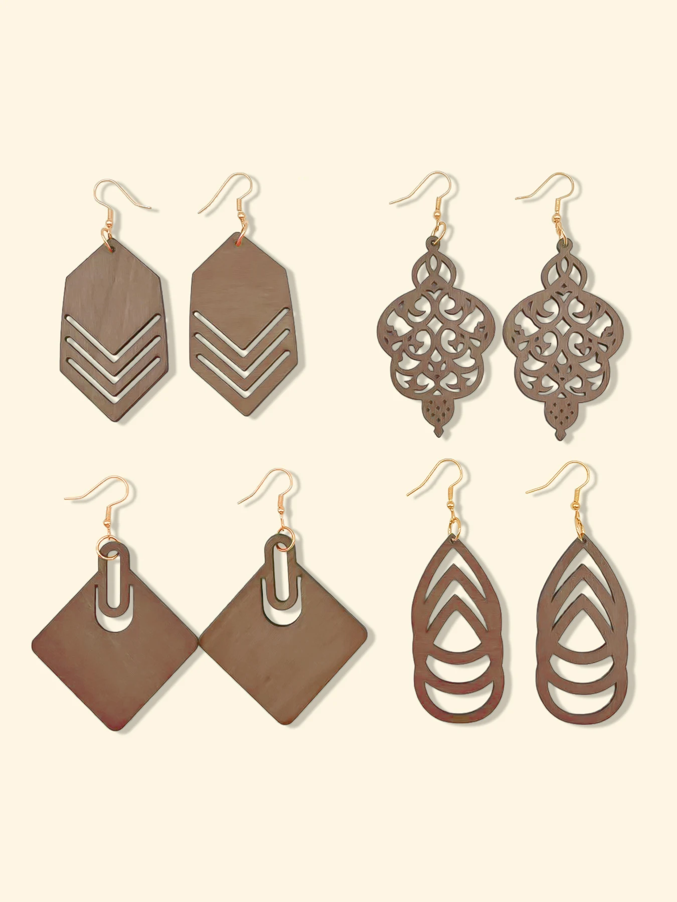 4-teiliges böhmisches Ohrring-Set – geometrische, exquisite, ausgeschnittene Anhänger-Ohrringe, geeignet für Damen-Modeschmuck-Ohrringe