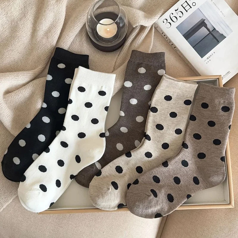 Cute Socks Women Kawaii Winter Socken Dots Printed Japanese Style College Long Crew Socks Free Shiping Harajuku Calcetines Mujer