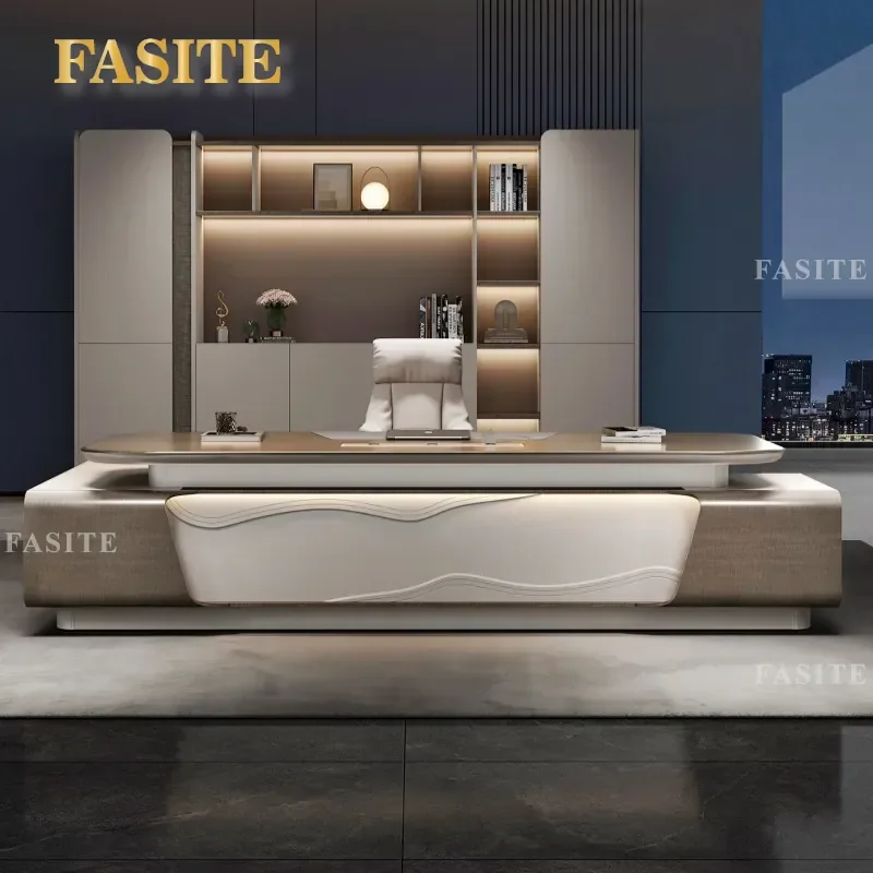 For Modern Office Desk and Chair Combination Light Luxury President Desk High End Atmosphere Executive Furniture Set