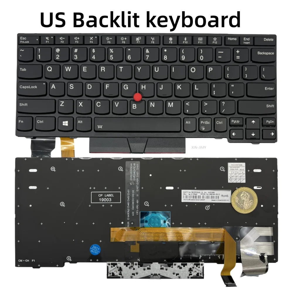 Новая клавиатура SP/FR/US/RU с рамкой для Lenovo Thinkpad X280 A285 X390 X395 L13 Yoga S2 5-го поколения S2 Yoga 5-го поколения с подсветкой/без подсветки
