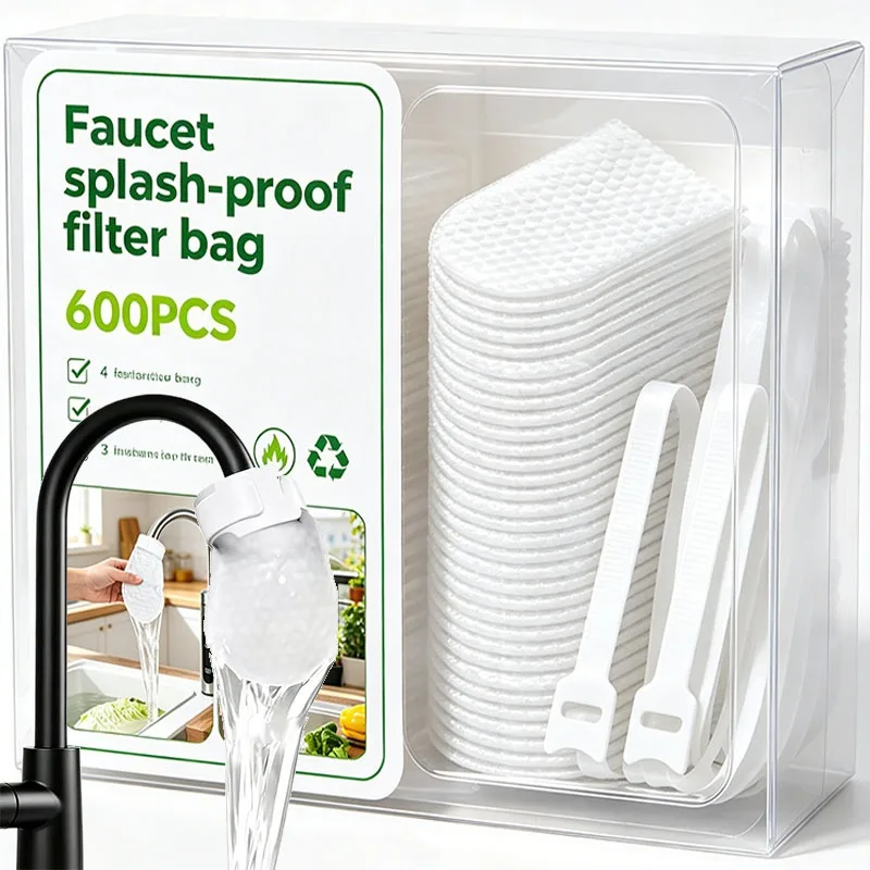 Filtre de robinet anti-éclaboussures, purificateur lavable, en coton épais, réutilisable, piège à sédiments, universel, pour cuisine et salle de bain, 600/30 pièces