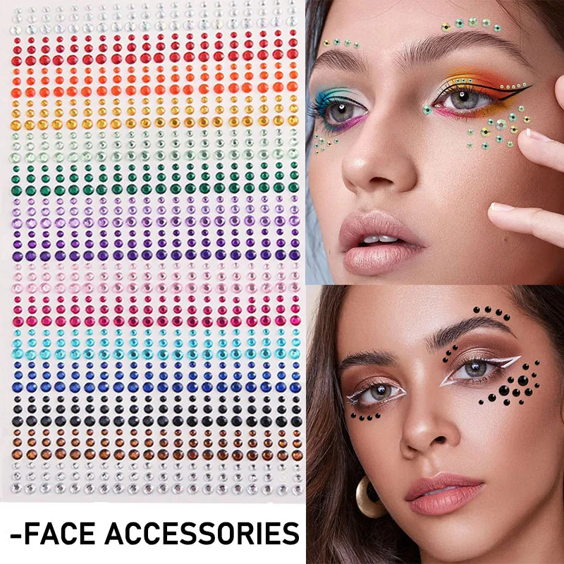 

900 шт. наклеек со стразами, радужные наклейки для глаз, наклейки для макияжа своими руками, яркие наклейки для лица ZS004