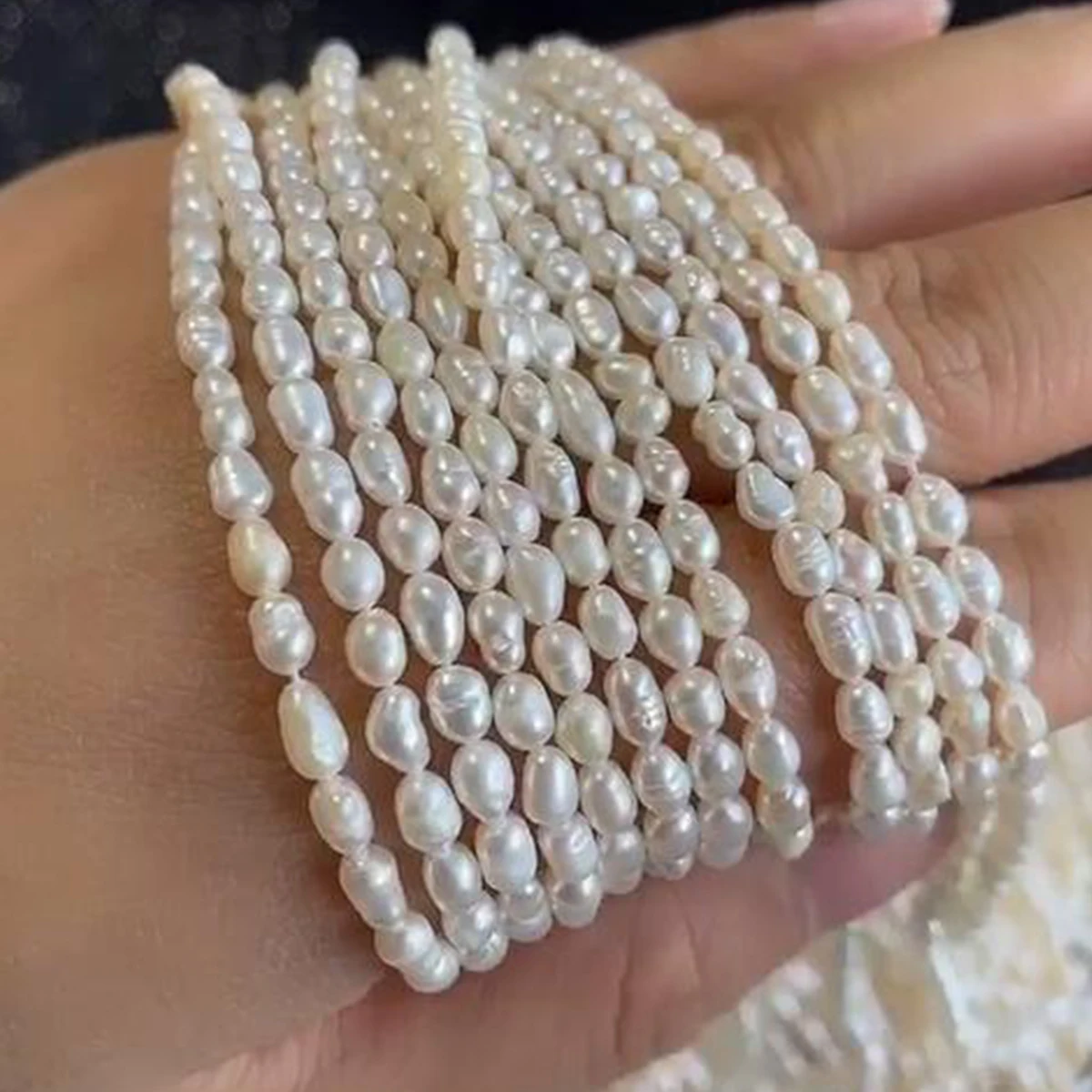 2-3mm Reisperlen, natürliche Süßwasserperlen für die Schmuckherstellung, DIY-Halsketten, Armbänder, handgefertigte Bastelarbeiten, Zubehör – Detail 6