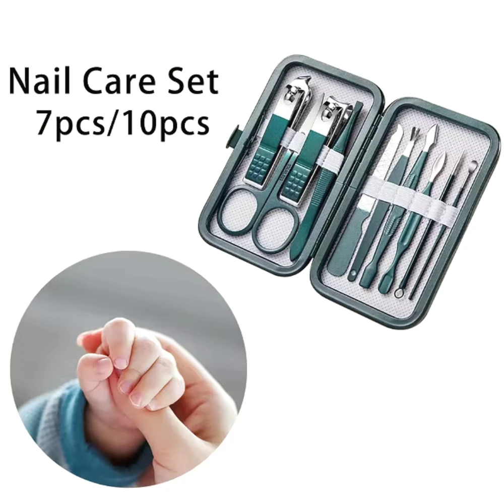 Children 7/10pcs Stainless Steel Nail Clipper Set Grooming Tool Set Portable Household Beauty Tool Baby Nail Scissors Set