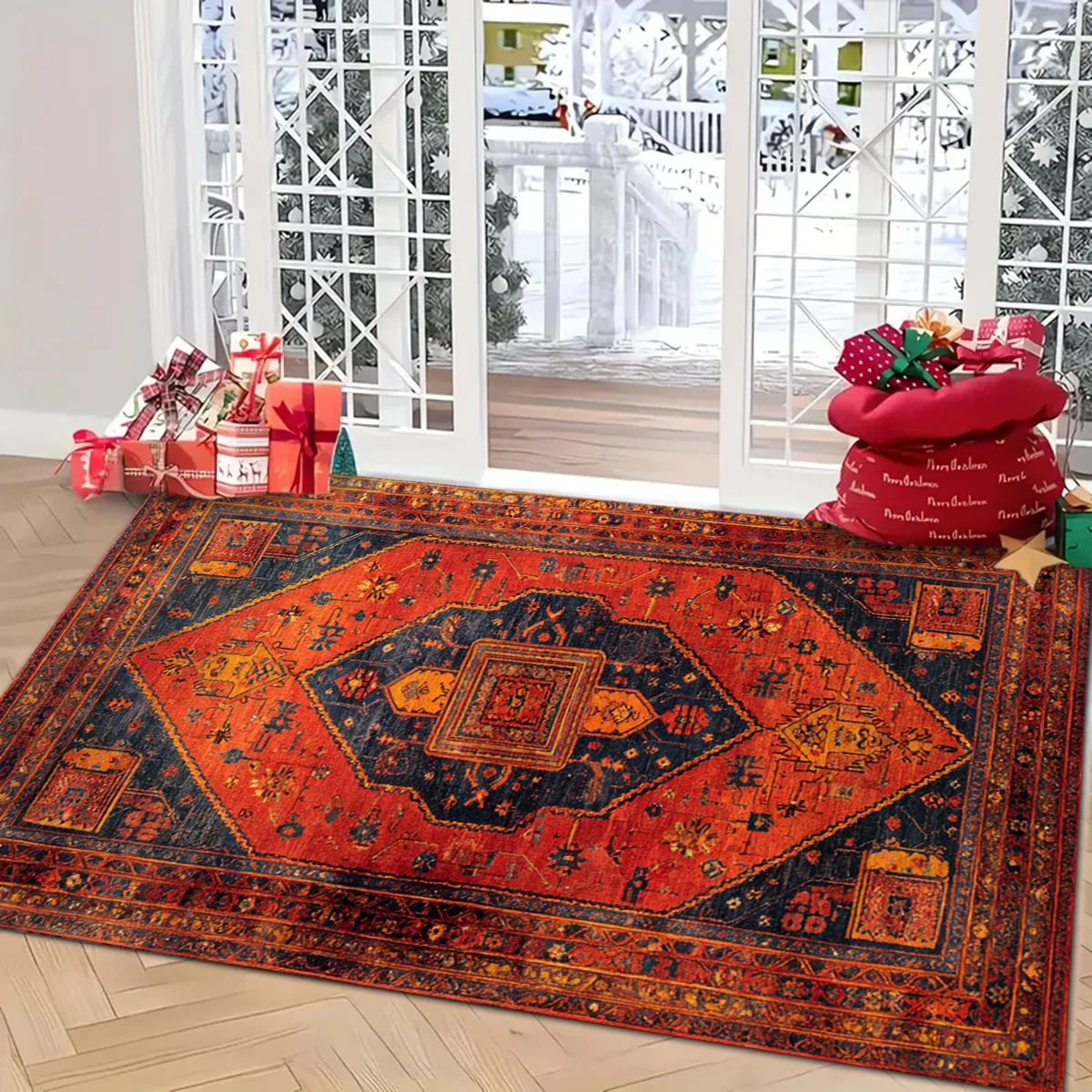 Custom-designed envelope-style rugs, made of velvet, perfect for personalized home décor; available in various sizes and colors.