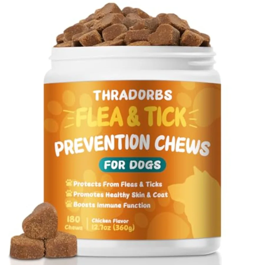 

Flea and Tick Prevention for Dogs Chewables - 180 Treats - Natural Dog Flea and Tick Treatment Chewable for All Breeds and Ages