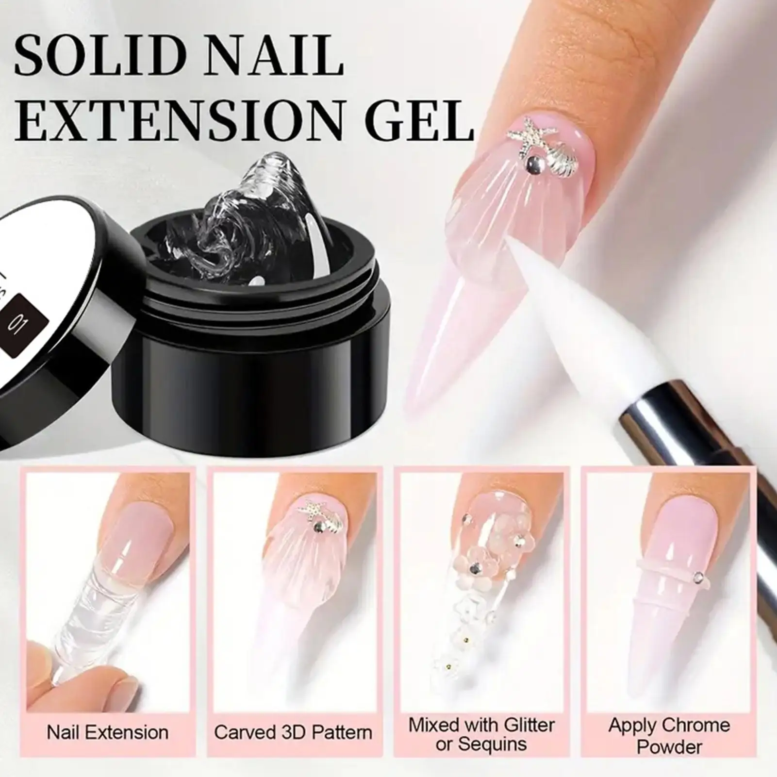 3D Nail Gel Non-Stick Fingernail Design Sculpture Hard Building Gels for Beginners Professionals Beauty Lovers Students Women