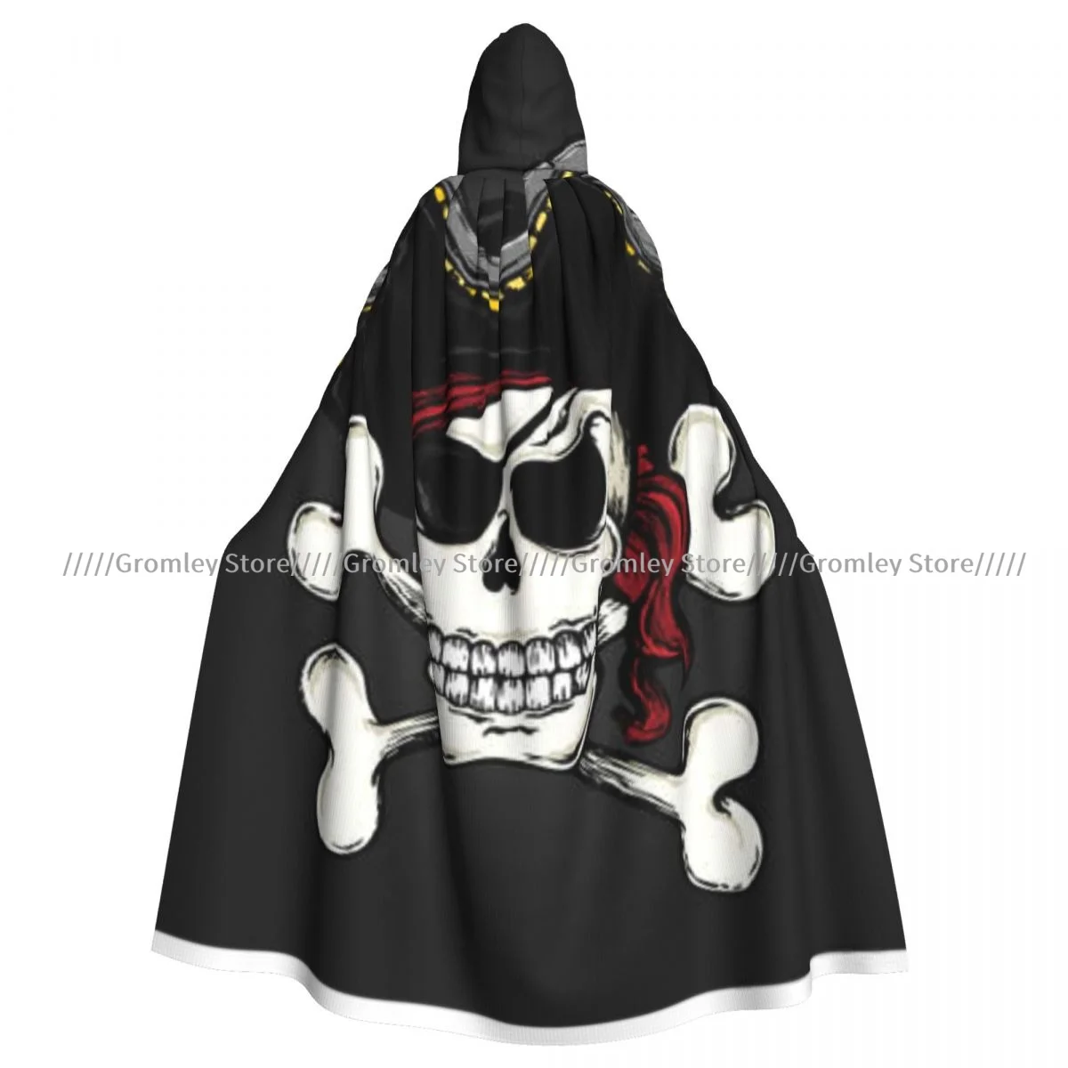الكبار خمر القراصنة الجمجمة موضوع عباءة كيب مقنعين القرون الوسطى زي الساحرة ويكا مصاص دماء هالوين فستان مُصمم حسب الطلب معطف #2