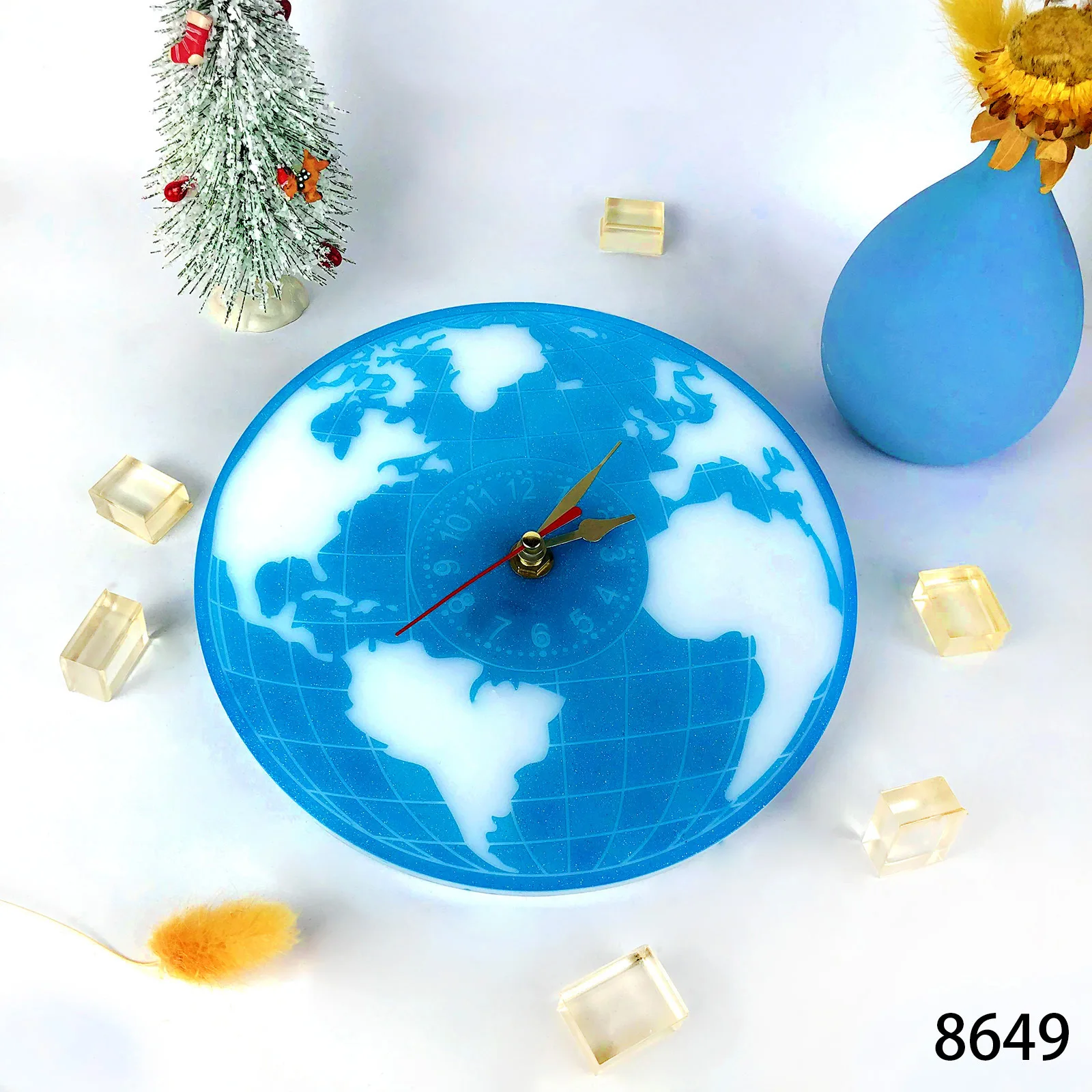 World Map Clock Epoxy Silicone Mold Wall Hanging Decoration Room Clock Pndant Jewelry Silicone Mold For Resin Making