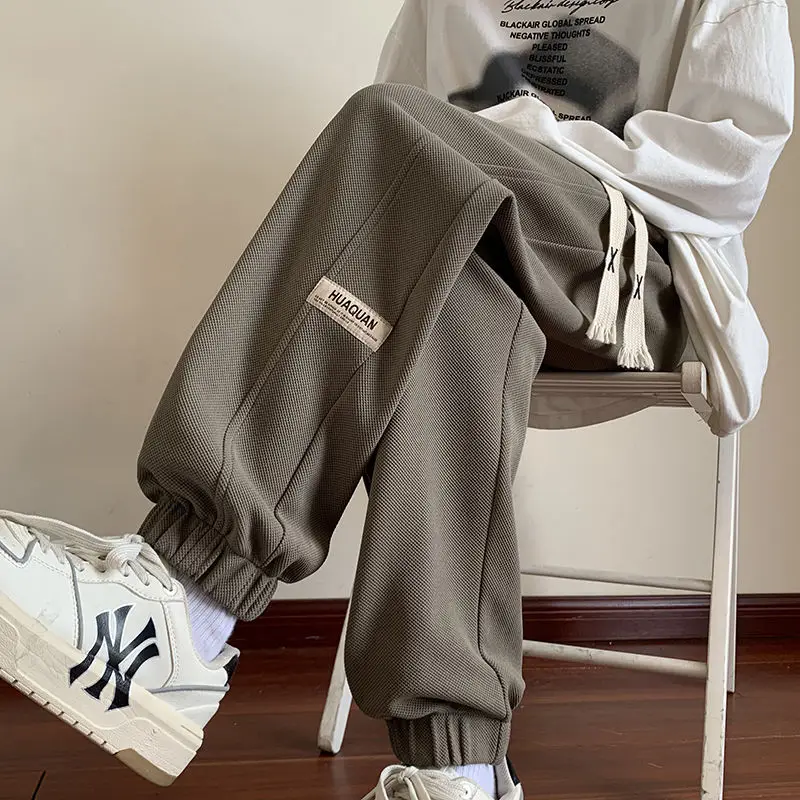 2023 New Spring and Autumn and Winter Oversized High Waist Lace Up Letter Printing Casual Loose Slim Sports Strap Halen Pants