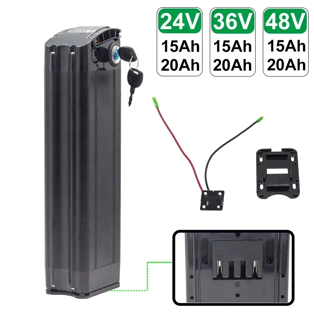 

SU 48V 20AH 15AH Silverfish Lithium Electric Bike 800W 500W 24V 36V Lithium Ion Electric Bike Bicycle 48V18650 Battery Pack+Char