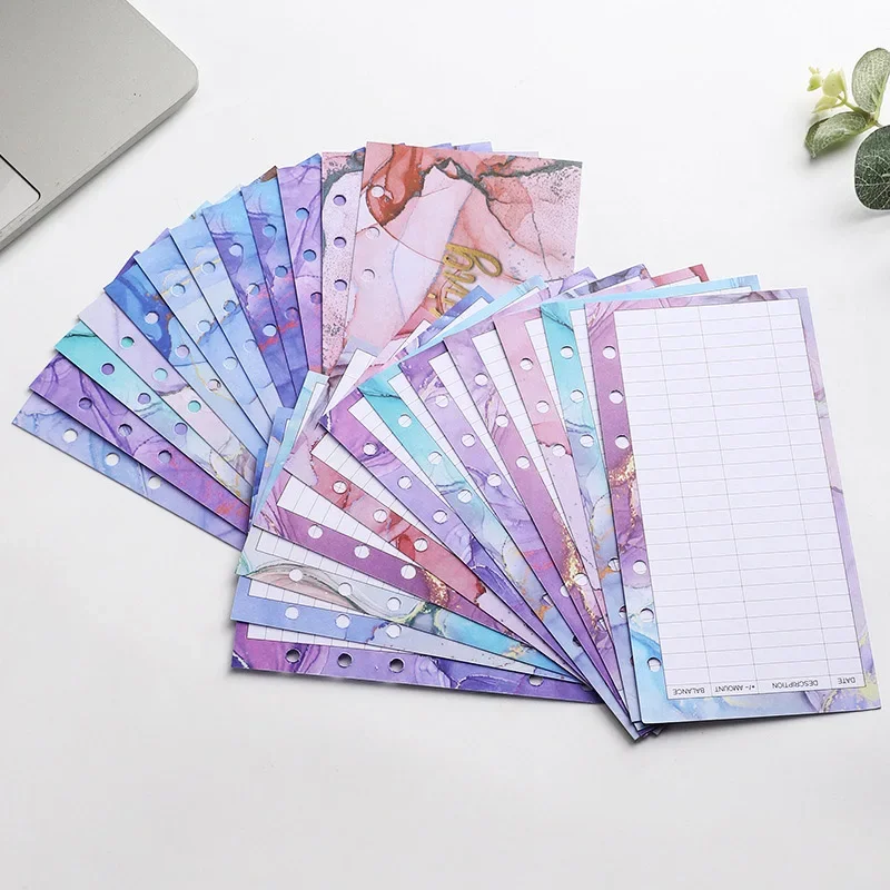 12pcs A6 Budget Planner Inner Page for Loose Leaf Notebook Filler Paper 6 Holes Binder Financial Management Budget Saving Money