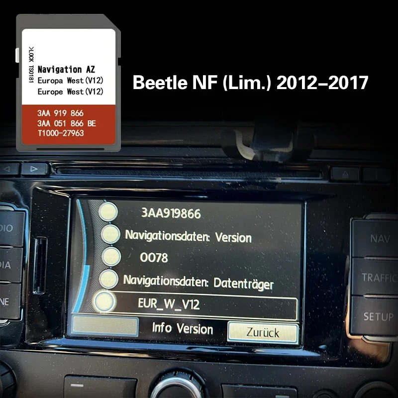 

for VW Beetle NF (Lim) 2012-2017 Car Map Norway Austria Poland Sat Nav GPS RNS315 WEST Card