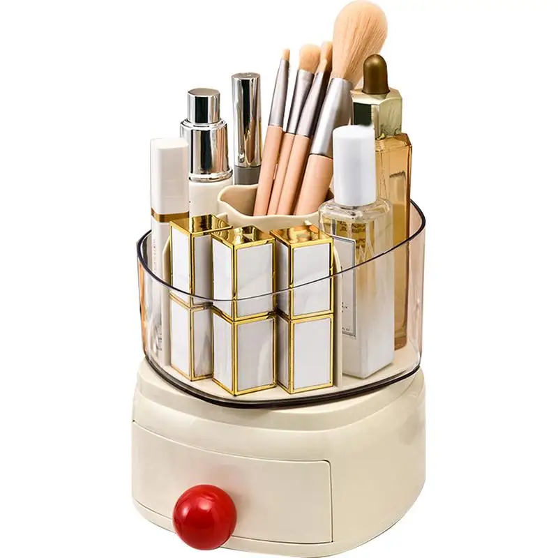 

Rotating Skincare Organizers 5 Compartment Makeup Lip Gloss Organizer Cup With Drawer Bathroom Desktop Organizer Multi-Function