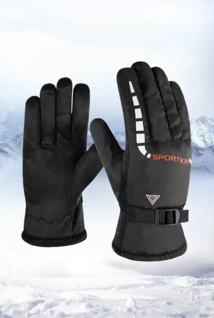 Gants chauds d'hiver pour hommes et femmes, épais en coton, antidérapants, doublés en polaire, Sports de plein air, gants de cyclisme coupe-vent