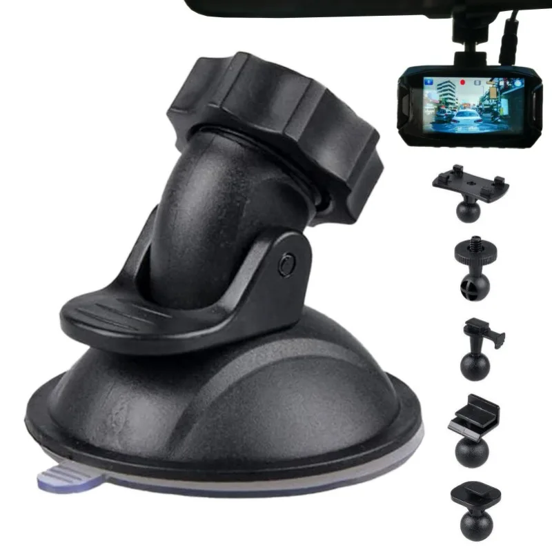 Car DVR Suction Cup Mount, Dash Cam Holder with 5 Adapters, Compatible with Vehicle Recorder Base, Universal for Cars
