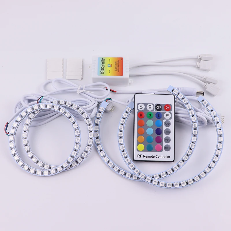 Multi-color RGB LED Angel Eyes  Ring Eye DRL RF Remote Control for Mitsubishi Lancer 2008 - 2015 non projector Accessories