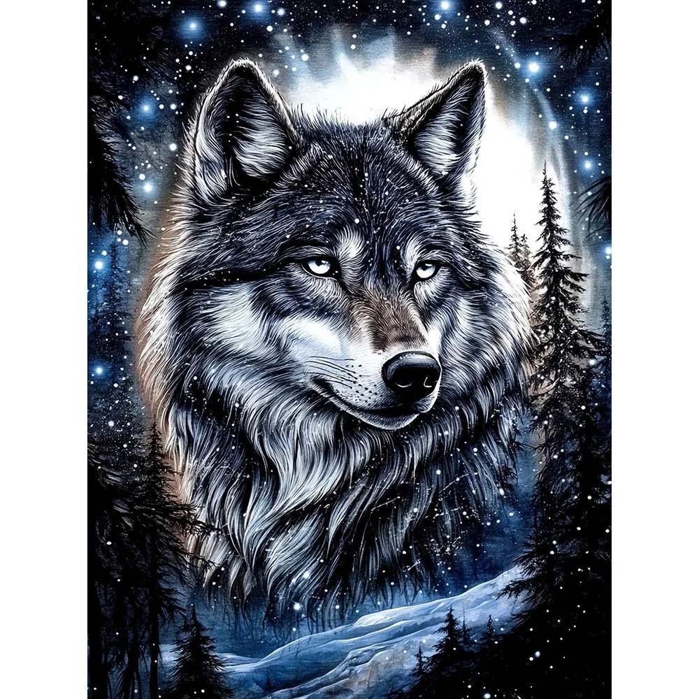 EverShine 5D Diamond Painting Wolf Full Square Round Drill Mosaic Animal DIY Full Layout Embroidery Tree Modern Home Decoration