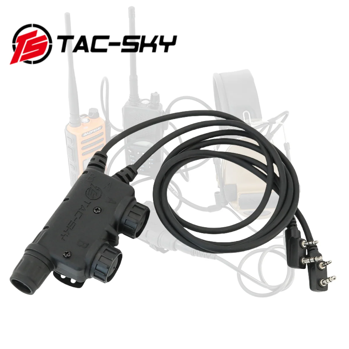 TS TAC-SKY COMTA SORDIN TACTICAL HEADSET ACCESSORY U94 V2 PTT Dual Communication Compatible With Baofeng UV5R Walkie Talkies