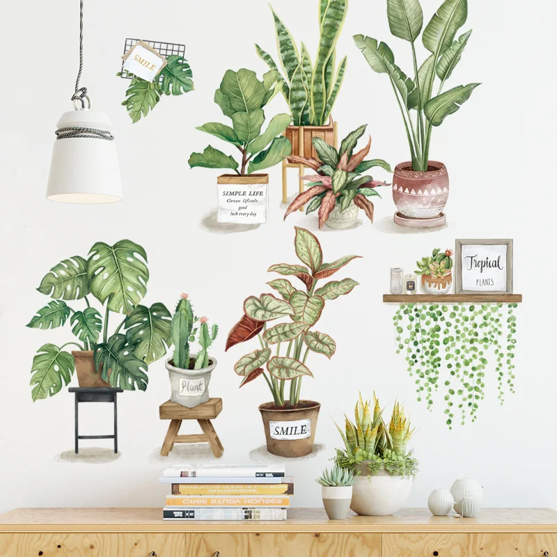 水彩画のトロピカルグリーン植物ウォールステッカー、モンステラ - Monstera Thai Constellation のレビューと価格