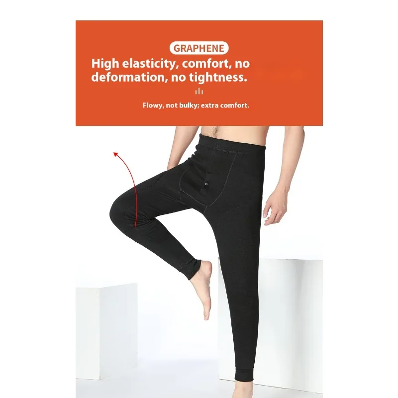 ‌ Pantalones térmicos de invierno para hombre, pantalones de algodón con forro polar, ropa interior cálida de cintura alta, ropa térmica a prueba de viento para clima frío de talla grande
