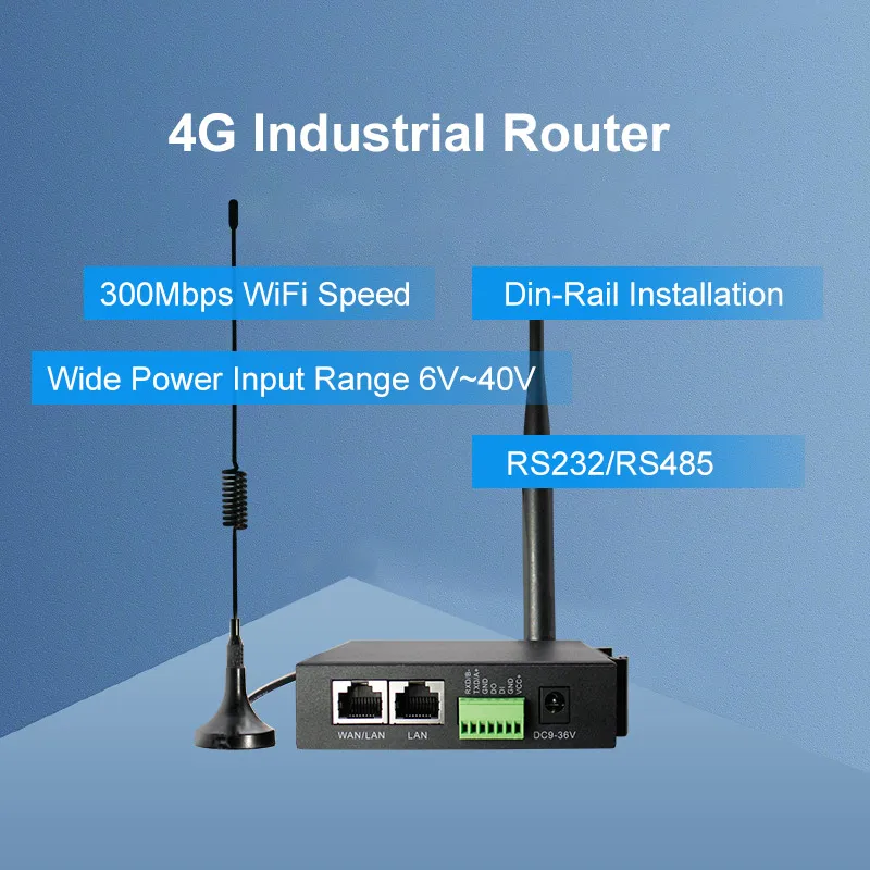 Enrutador Industrial Oem/Odm 3G 4G Lte Mt7628 150Mbps Openwrt 4G enrutador inalámbrico Cpe celular con ranura para tarjeta Sim con riel guía
