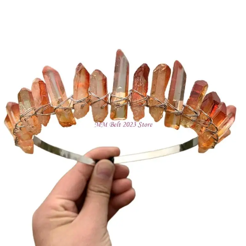 

49ME Белый для оголовья из необработанных кристаллов в стиле бохо для тиары со стразами Корона для свадьбы