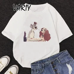 New Fahion Animals Tshirt For Women Lady and The Tramp Tshirt Streetwear Top Loose Funny Dogs Graphic T shirt Summer T-Shirt