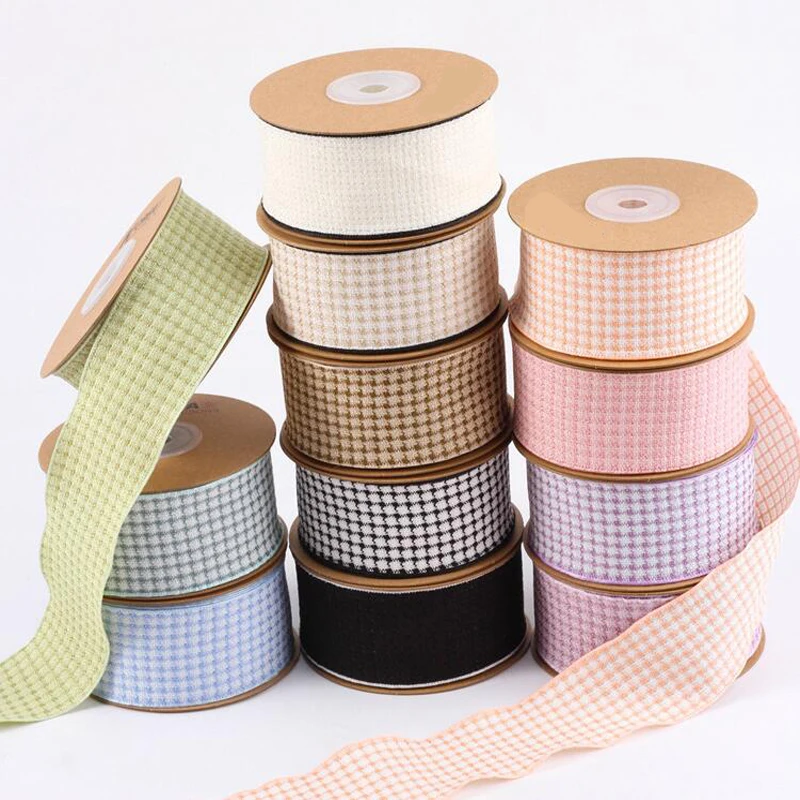 10 Yards 40MM Knit Plaid Ribbon Hair Bows DIY Crafts Handmade Accessories Home Decoration Sewing Sample