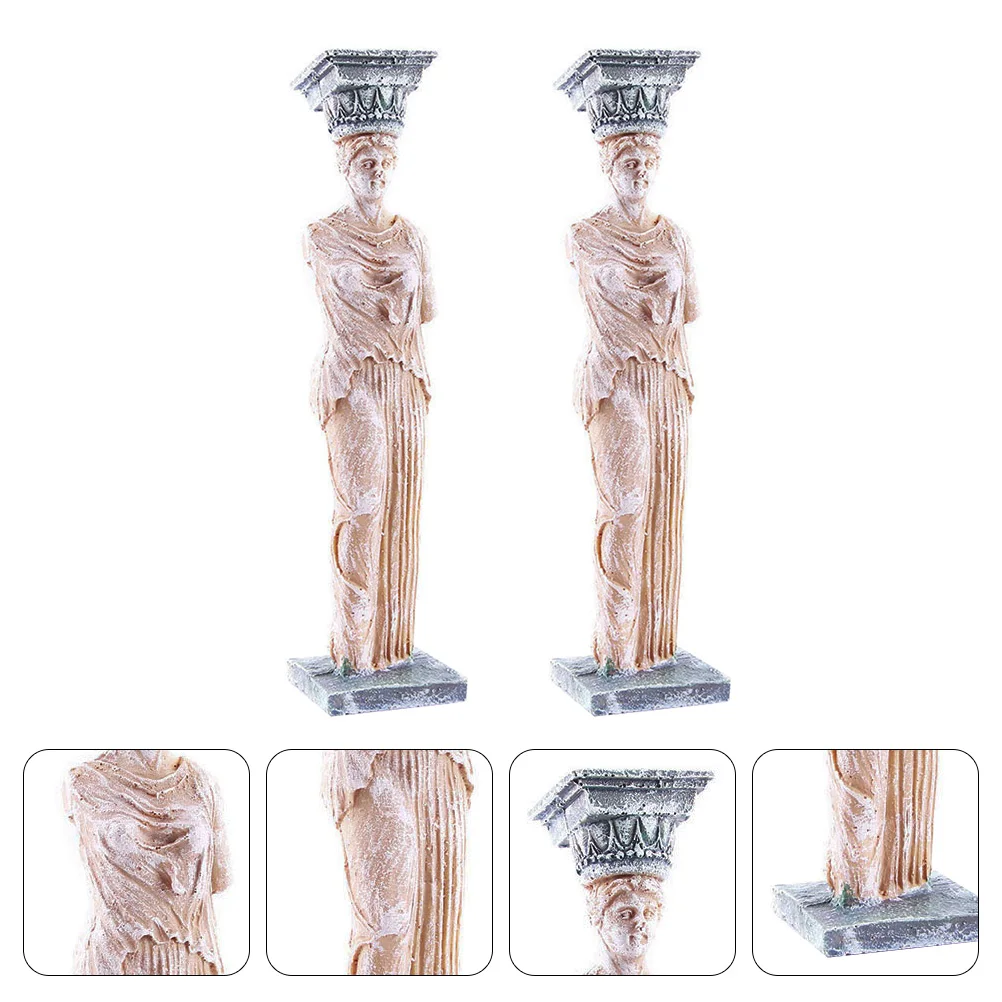 

2 Pcs Mythology Simulated Goddess Statue Aquarium Resin Water Tank Accessory Office