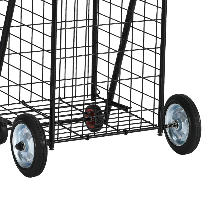 Foldable Large Shopping Cart Grocery Market Trolly Portable Shopping Trolley Market Grocery Kereta Troli Pasar (Black)