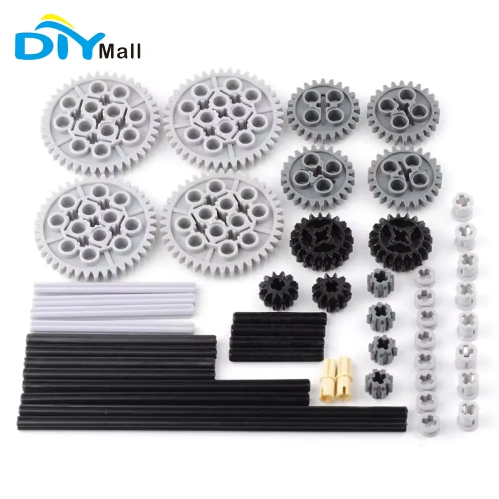 50PCS/Kit Technical Gear Axle Frictionless Cross Pins Pack for Legoeds Building Blocks 10928 51416 3648 3713 32123 32270 3647