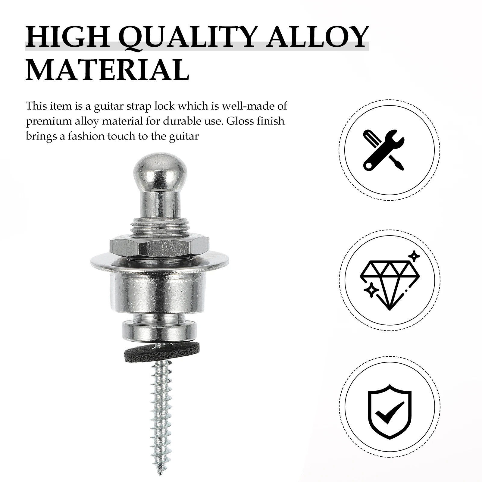 

2 Pcs Studs Anti-slip Guitar Tail Nails Button Belt Buckle Bass Anti-skid Strap Lock Silver