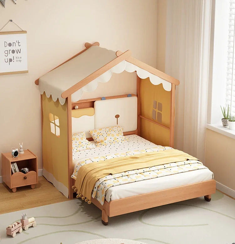 Tree house bed full solid wood children's boy girl tent removable family bedroom house bed 1.5m