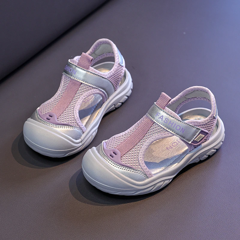 

Girls' Sports Sandals 2026 Summer Mesh Hollow Breathable Children's Fashion Comfortable Casual Shoes Lightweight Chunky Sneakers