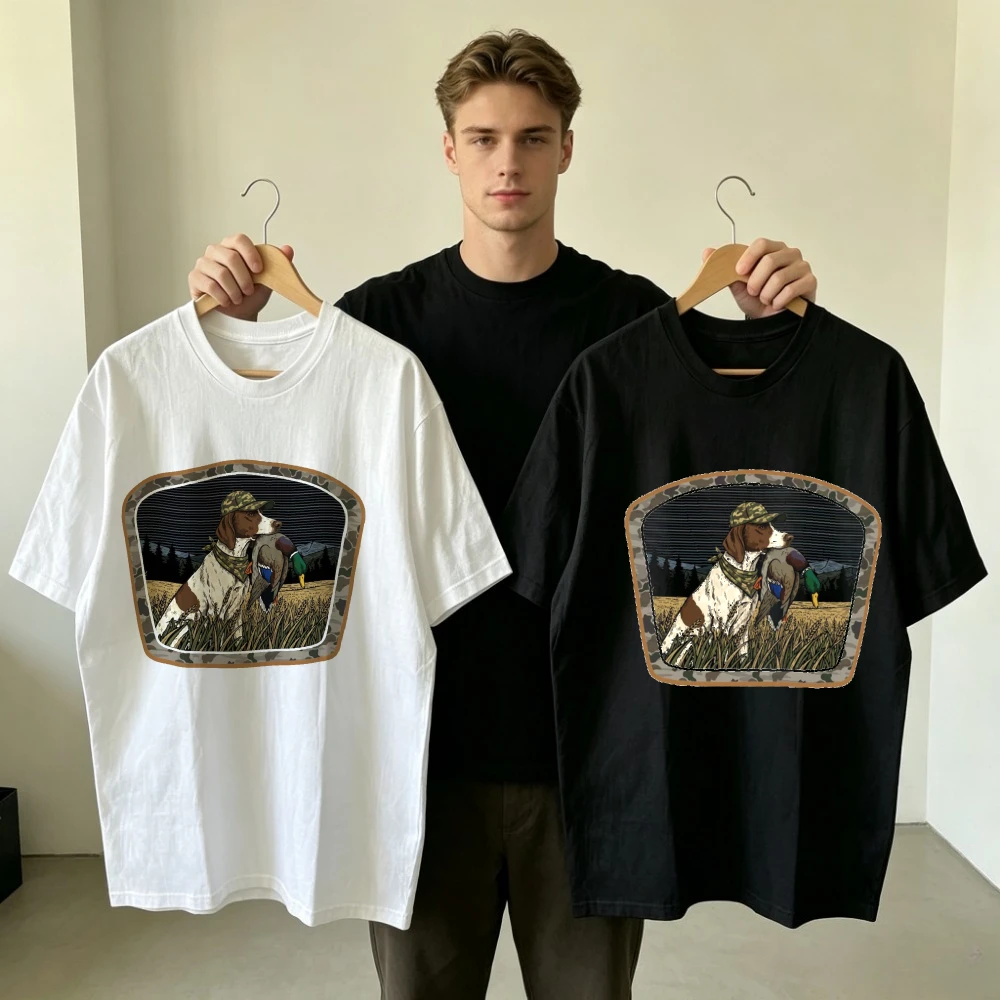 Outdoor Adventure Holidays - Kaos Pria Vintage Motif Anjing Pemburu